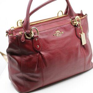 Coach Vintage Medium Handbag Burgundy Leather Gold Hardwear 13.5"W X 9" Toll